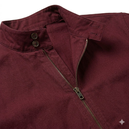 Burgundy Cotton Blend Harrington Jacket