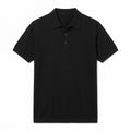 Black Mercerized Cotton Knitted Polo Shirt