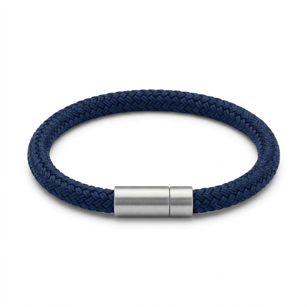 Navy Marine Rope Bracelet with Matte Steel Clasp