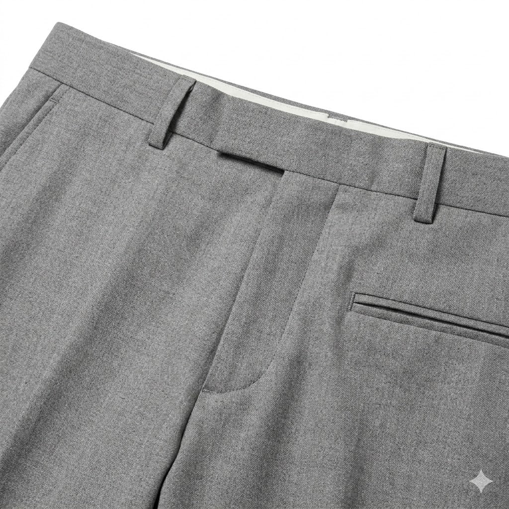 Mid-Grey Wool Blend Smart Dress Trousers