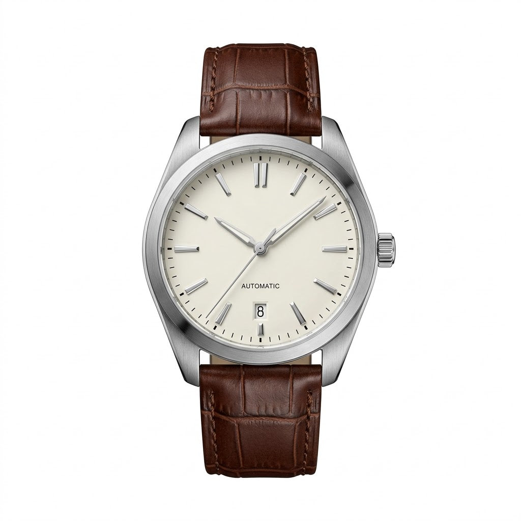 The Chelsea Automatic – Off-White Dial & Brown Leather