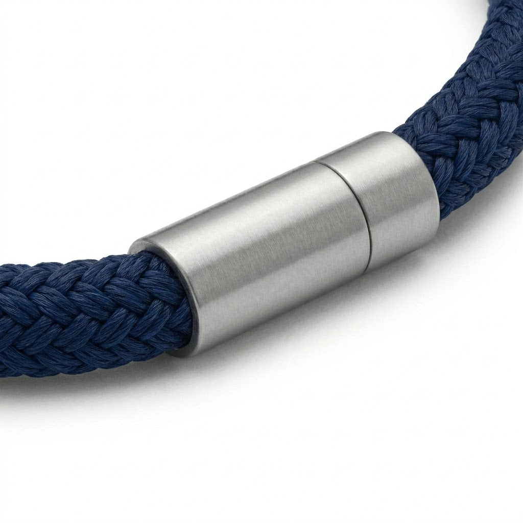 Navy Marine Rope Bracelet with Matte Steel Clasp