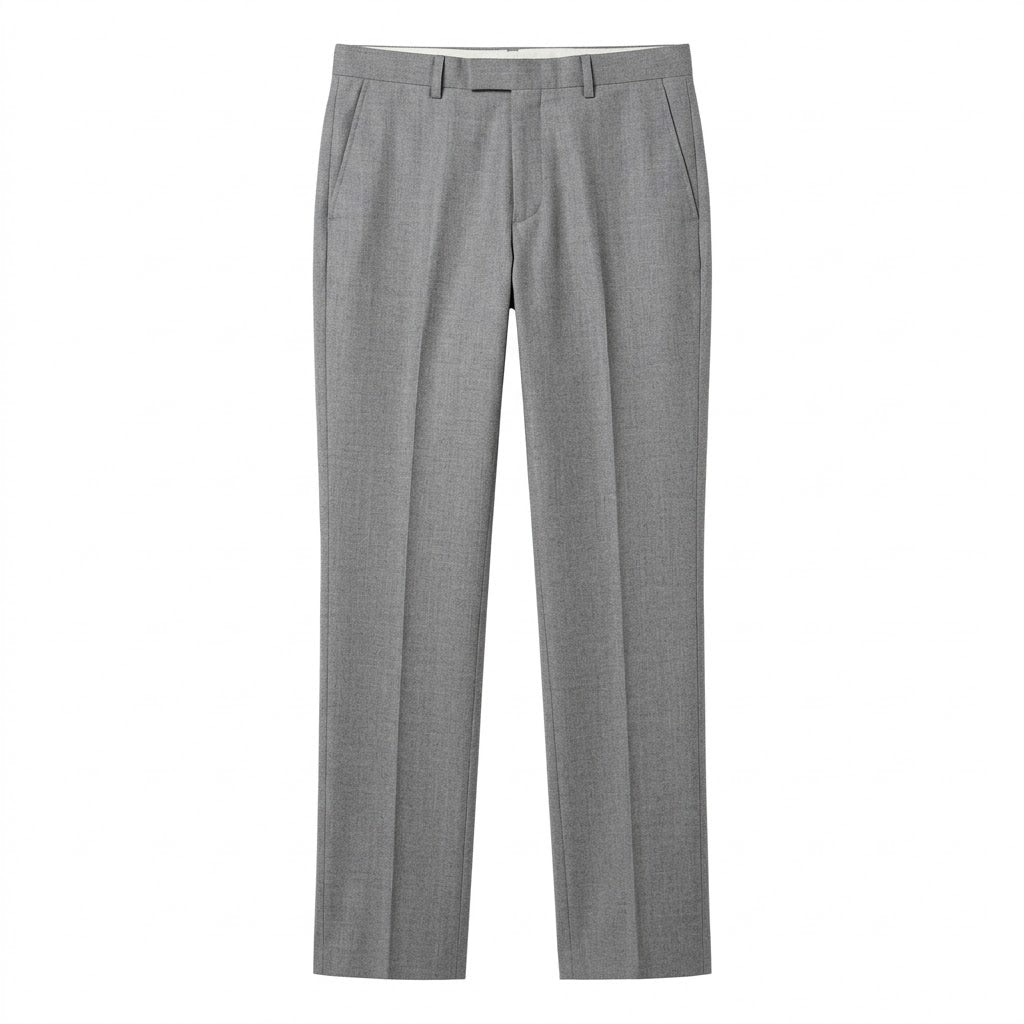 Mid-Grey Wool Blend Smart Dress Trousers